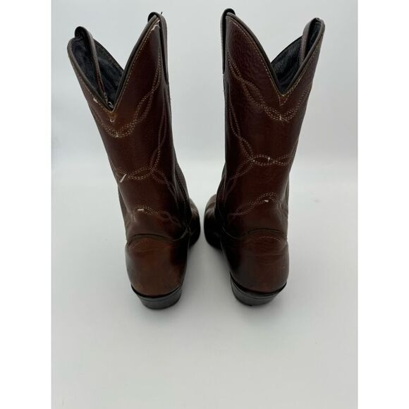 Vulcan Vintage Embroidered Accent Leather Pointed Toe Cowboy Western Boots Brown - Picture 3 of 7